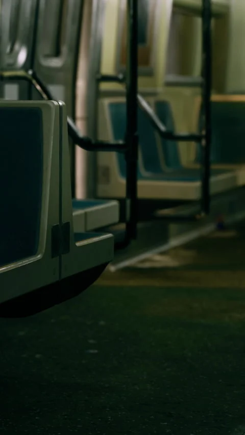 Empty subway train car waits at station during late night hours Stock Footage 342450527