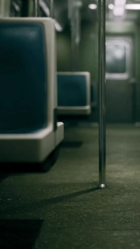Empty subway train during early morning commute in urban area Stock Footage 334882715