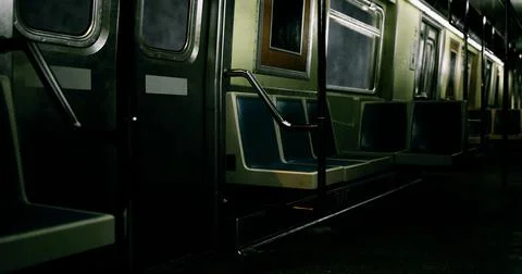 Empty subway train interior during evening commute hours Stock Illustration