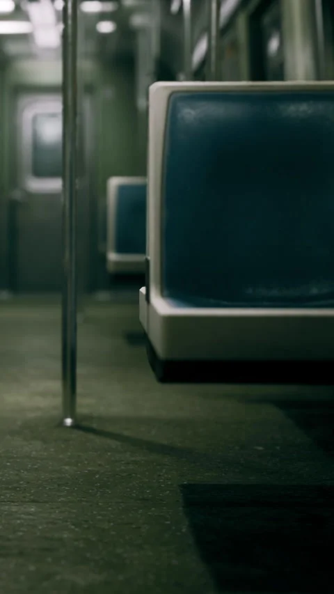 Empty subway train interior showcases quiet urban journey moments Stock Footage 334051034