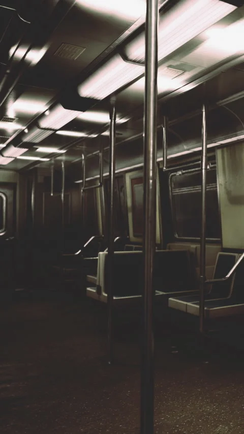 Empty subway train at night with no passengers or visible activity Stock Footage 334889305