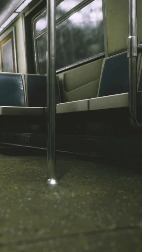 Empty subway train seats at a station during late night hours Stock Footage 334250902