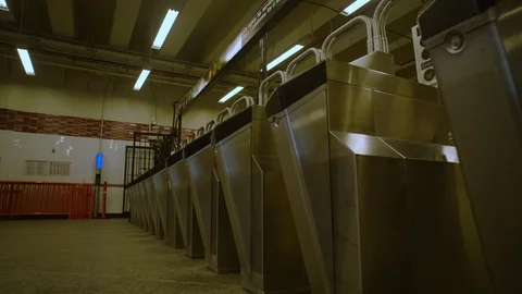 Empty Subway Turnstiles Stock Footage 129269700