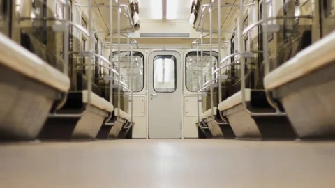 Empty subway vagon rush hour no passengers Video stock 122643342