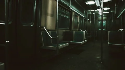 Empty subway wagon using New York city public transportation system Stock Footage 229857249