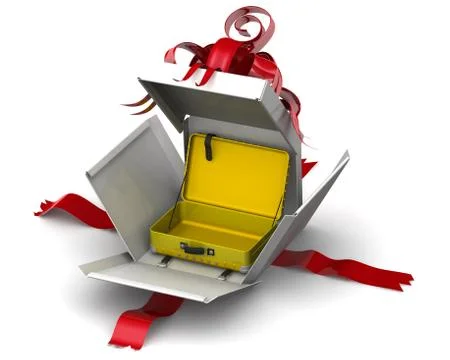 Empty suitcase in a gift box Stock Illustration
