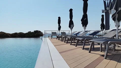 Empty sunbeds Stock Footage 134194552