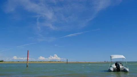 Empty sunny summer beach. Brussa beach, Caorle, Italy Видео 134789420