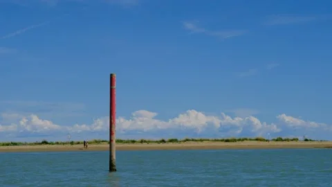 Empty sunny summer beach. Brussa beach, Caorle, Italy Video stock 134790127
