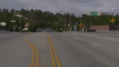 Empty Sunset Blvd at 405 Freeway Covid 19 Stock Footage 136708833