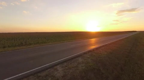 Empty Sunset Road Camera moving backwards along the road Vídeos de archivo 68863001