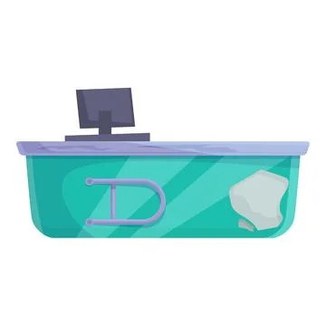 Empty supermarket checkout counter with computer and broken detail Stock Illustration