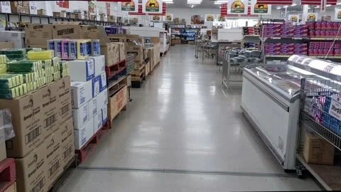 Empty supermarket with food Stock Footage 205424262