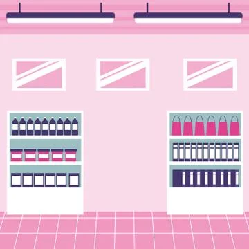 Empty supermarket interior Stock Illustration