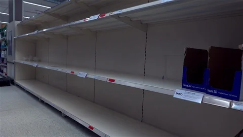 Empty supermarket shelves Stock Footage 126185884