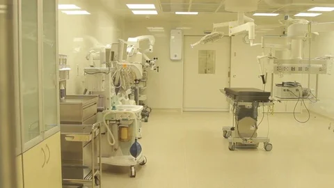 Empty surgery room behind the door Stock Footage 81862671