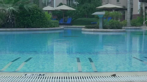 Empty swimming pool in dubai Stock Footage 203878805