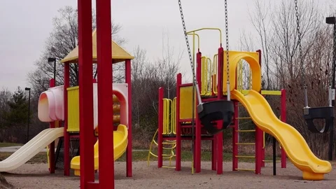 Empty swing and Playground equipment. Stock Footage 83658397