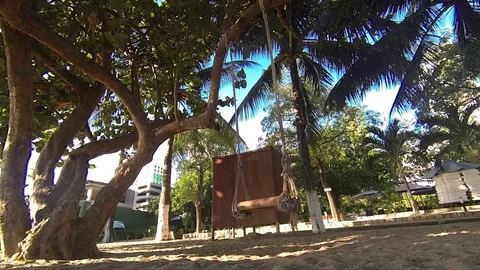 Empty swing on the beach. Stock Footage 72126545