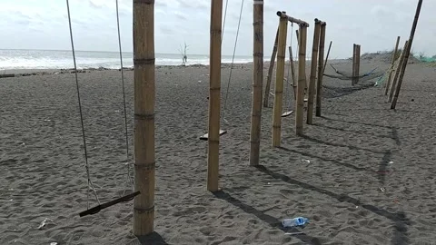 Empty Swing at the beach Stock Footage 144158037
