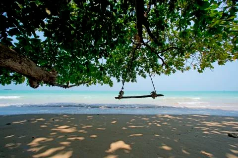 Empty swing on beach Fotos Stock