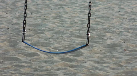 Empty Swing at Beach Playground Stock Footage 49681993