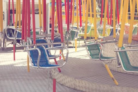 Empty swing on children playground Stock-Fotos