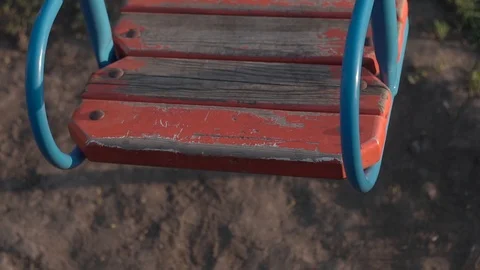 Empty swing for children slow motion Stock Footage 89211549