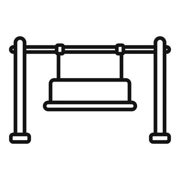 Empty swing hanging from metal frame on white background Stock Illustration