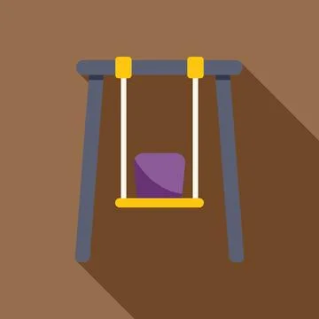 Empty swing hanging from metal frame in playground setting Stock Illustration
