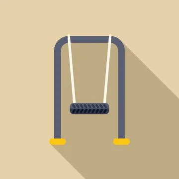 Empty swing hanging from metal frame in playground Stock Illustration