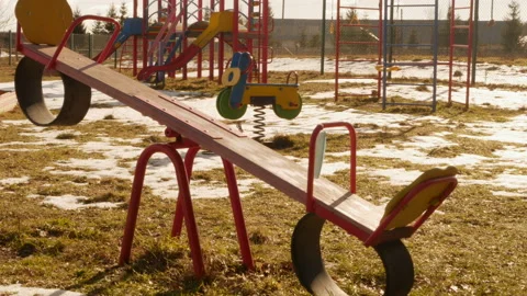 Empty swing. no children during coronavirus lockdown Stock Footage 151137460