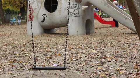Empty Swing at Playgound Stock Footage 46113735