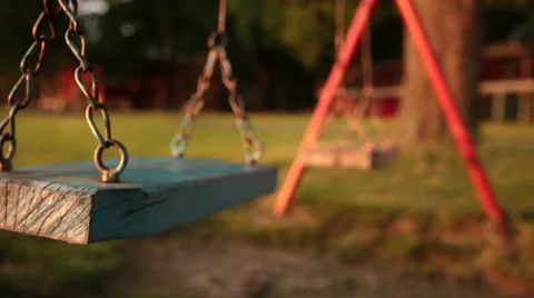 Empty swing at the playground Stock Footage 44413919