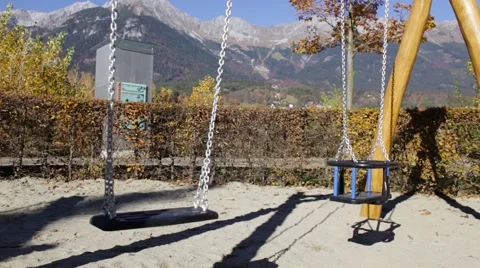 Empty Swing at the Playground Stock Footage 68163312
