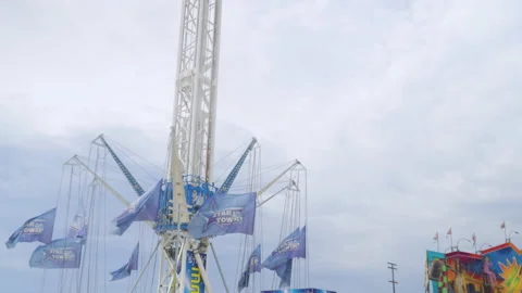 Empty swing ride in the amusement park. Stock Footage 161136009
