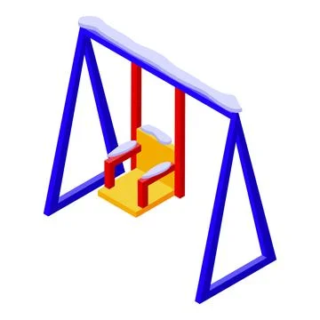 Empty swing set covered with snow during winter Stock Illustration