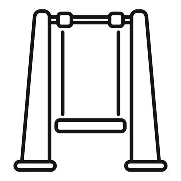 Empty swing set hanging from metal frame on white background Stock Illustration