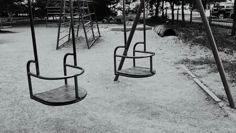 Empty swing video footage background, horror scene clip Stock Footage 145648047