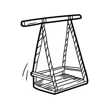 Empty swinging swing set hanging from wooden beam Stock Illustration