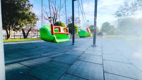 Empty Swings In The Park Stock Footage 298813212