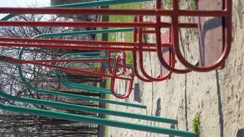 Empty Swings In Playground Stock Footage 128281475