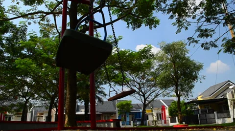 Empty swings swaying Stock Footage 39383568