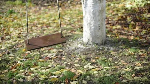 Empty swings swaying in the wind Stock Footage 72692444