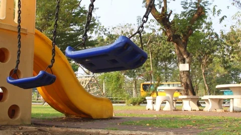 Empty swings Was moving Stock Footage 121743214