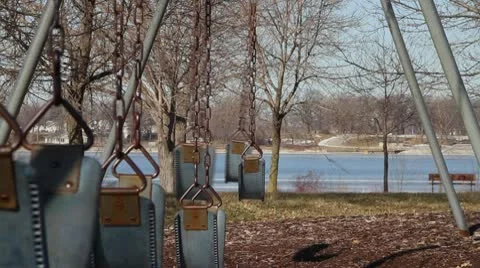 Empty Swingset 03 Stock-Footage 10736084