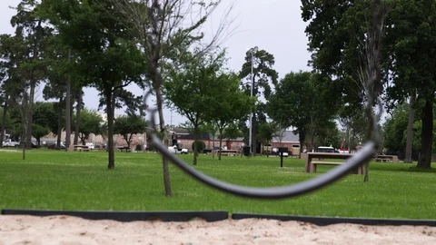 Empty Swingset Rack Focus Stock Footage 89287512