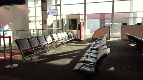Empty Sydney Airport Qantas Domestic Terminal During Corona Virus Covid 19 Stock Footage 135099774