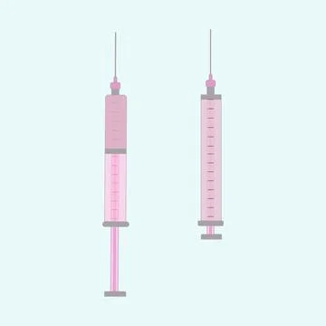 Empty syringe and full syringe. Stock Illustration