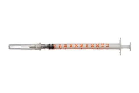 Empty syringe isolated on white background, close up Stock Photos